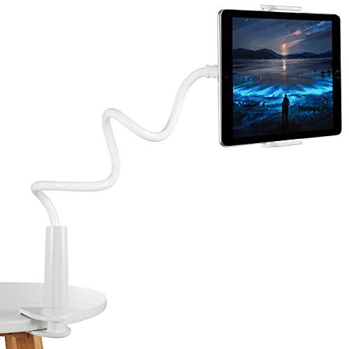 Czemo Soporte Tablet, Soporte Móvil Multiángulo Flexible con Cuello de Cisne Brazo, Compatible para iPad Serie/iPhone/Huawei/Samsung/Kindle Fire y Más Equipo de 4-11 Pulgadas (Blanco)