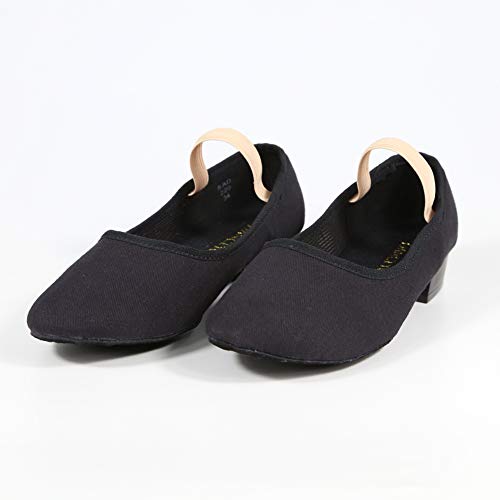 DANCEYOU Zapatos de carácter Negro Zapatos de Baile de Lona de tacón bajo Zapatilla de Baile de Salón Modernos Bailarina Niño Adulto Zapatos Casuales de Baile, 40 EU