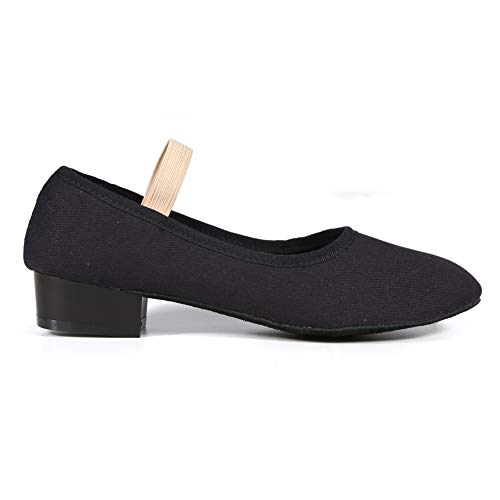 DANCEYOU Zapatos de carácter Negro Zapatos de Baile de Lona de tacón bajo Zapatilla de Baile de Salón Modernos Bailarina Niño Adulto Zapatos Casuales de Baile, 40 EU