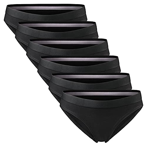 DANISH ENDURANCE Braguita Estilo Bikini Slip de Algodón Orgánico, Pack de 6, Negro, Gris, Azul (Negro, Large)