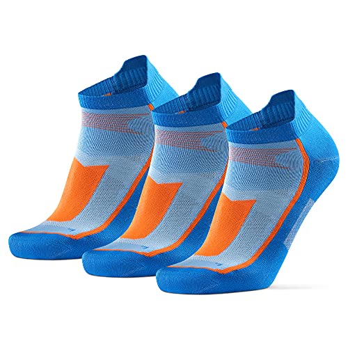 DANISH ENDURANCE Calcetines de Deporte Low Cut Pack de 3 (Azul/Naranja, EU 43-47)