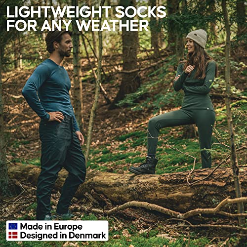 DANISH ENDURANCE Calcetines Ligeros de Senderismo y Trekking de Lana Merino 1 par (Verde Oscuro, EU 39-42)