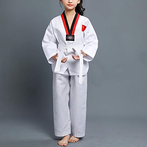 Daytwork Taekwondo Kimono Adult Niño - Cuello En V Hombre Dobok Trajes De Artes Marciales Sudadera Karate Aikido Judo Uniforme Kung Fu Entrenamiento Traje Manga Larga/Corta Algodón/Poliéster