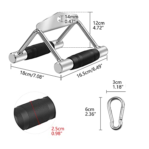 DBREAKS Mango Paralelo de V, Accesorio de Cable de Manija en V, Fitness Tricep V en Forma, Empuñadura para Fitness de Forma V con Goma & Mosquetón, Acero Sólido, para Fitness, Ejercicio