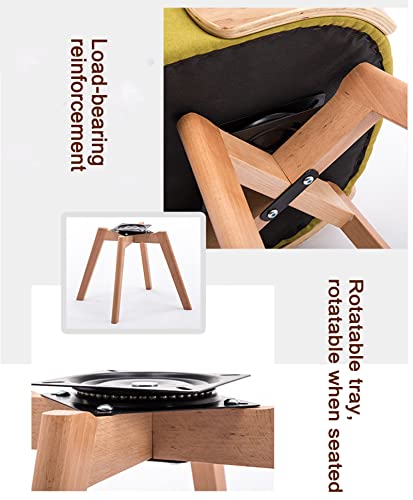 DCVFRQ Silla de Comedor de Madera Maciza nórdica, Silla de Escritorio para el hogar giratoria, Cuero de Microfibra, Superficie de Silla fácil, Adecuada para restaurantes, oficinas