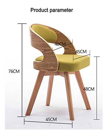 DCVFRQ Silla de Comedor de Madera Maciza nórdica, Silla de Escritorio para el hogar giratoria, Cuero de Microfibra, Superficie de Silla fácil, Adecuada para restaurantes, oficinas