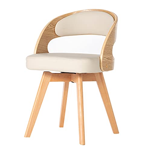 DCVFRQ Silla de Comedor de Madera Maciza nórdica, Silla de Escritorio para el hogar giratoria, Cuero de Microfibra, Superficie de Silla fácil, Adecuada para restaurantes, oficinas