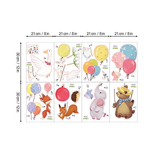 decalmile Pegatinas de Pared Globos Animales Vinilos Decorativos Elefante Oso Zorro Adhesivos Pared Habitación Infantiles Bebés Guardería Dormitorio