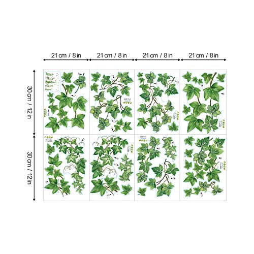 decalmile Pegatinas de Pared Hojas de Hiedra Verde Vinilos Decorativos Plantas de Vid Colgantes Adhesivos Pared Salón Dormitorio Oficina