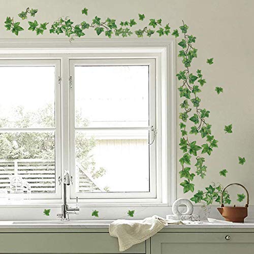 decalmile Pegatinas de Pared Hojas de Hiedra Verde Vinilos Decorativos Plantas de Vid Colgantes Adhesivos Pared Salón Dormitorio Oficina