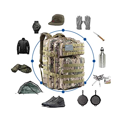 Delgeo Mochila Táctica Militar, 45L Gran Capacidad Mochila Crossfit, Plegable Impermeable Mochila Supervivencia, Montañismo, Senderismo, Trekking, Acampada, Aventura o Viajes, Camuflaje