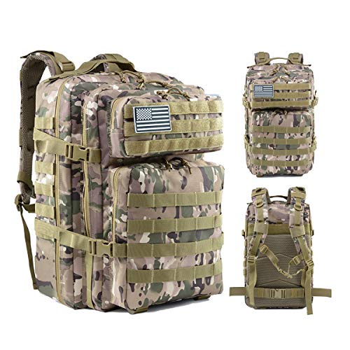 Delgeo Mochila Táctica Militar, 45L Gran Capacidad Mochila Crossfit, Plegable Impermeable Mochila Supervivencia, Montañismo, Senderismo, Trekking, Acampada, Aventura o Viajes, Camuflaje