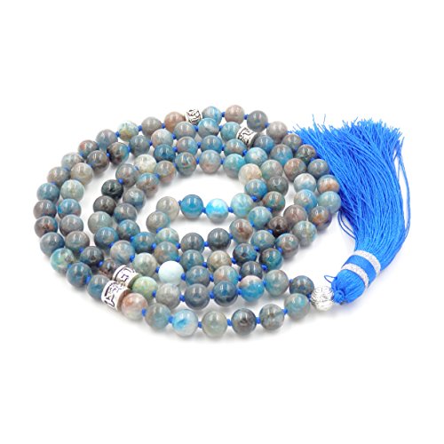 Desconocido Fukugems 108 Mala Budista Collar Mujer Hombres, Mala Brazalete, meditación Budista Collar, Apatite Yoga Mala