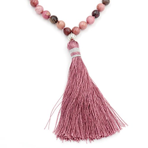 Desconocido Fukugems 108 Mala Budista Collar Mujer Hombres, Mala Brazalete, meditación Budista Collar, Rhodonite Yoga Mala