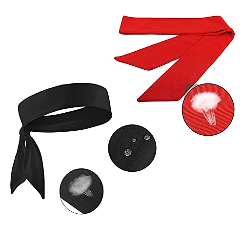 Diadema Deportiva Unisex Headband Tie Headband Sweatband Cabeza Headband Deportes Stretchy Turbante para Mujeres Hombres Yoga Tenis Bicicleta Correr Baloncesto Trotar balón fútbol Rojo Negro 2 Piezas