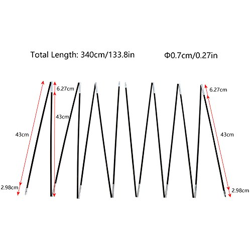 Dilwe Poste de Tienda de Camping 2 Juegos 7 Secciones Kit de Repuesto para Polo de Tienda de Fibra de Vidrio Equipo de Tienda de Campaña