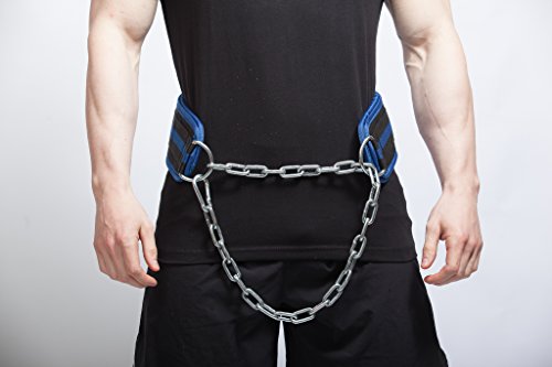 Dip Belt Cinturón Lastre Urban Lifters. Incluye un apoyo de espalda de un grosor de 15cm y una cadena de metal de tarea pesada de 65cm. Es ideal para hacer fondos con pesas, dominadas + dominadas con pesas. Dipping belt