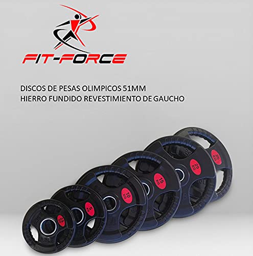 Disco de Pesa olímpica 2.50KG Hierro fundida con Revestimiento de Caucho Marca Fit-Force