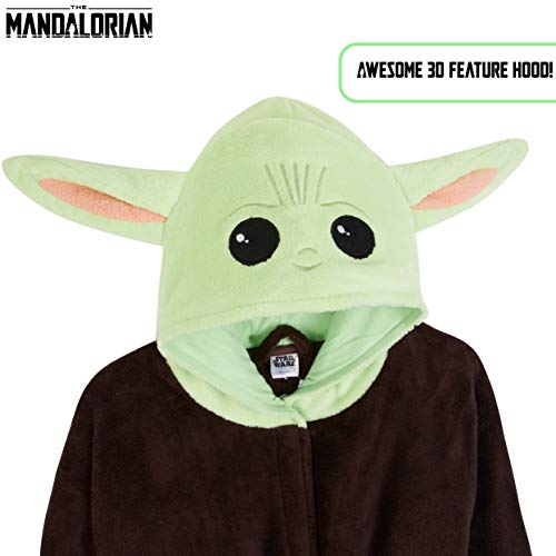 Disney - Baby Yoda Albornoz, Bata Invierno de Forro Polar de Casa Mandalorian Con Capucha, Para Hombre, Color Marron, Talla L