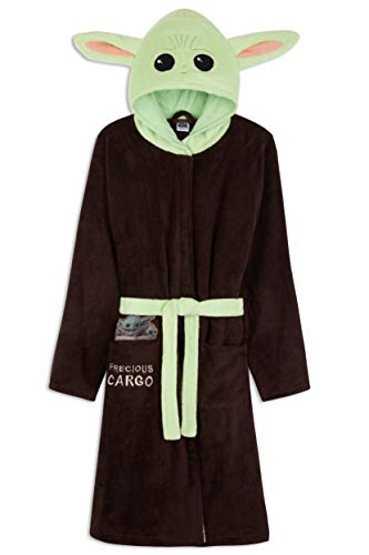 Disney - Baby Yoda Albornoz, Bata Invierno de Forro Polar de Casa Mandalorian Con Capucha, Para Hombre, Color Marron, Talla L