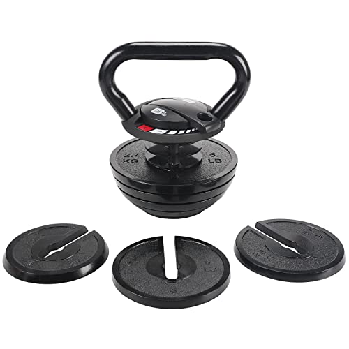 #DoYourFitness Pesa Rusa Ajustable 18kg - Kettlebell Con Carga Regulable de Hierro Fundido para Entrenamiento de Fuerza - Pesas de Musculación para Gimnasio en Casa - Peso máx. 18 kg / Negro