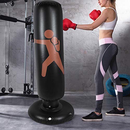 Dpofirs Saco de Boxeo de Fitness, Saco de Boxeo Inflable, Saco de Boxeo de PVC de 160 cm de Altura, Saco de Boxeo de Columna Inflable, Saco de Boxeo