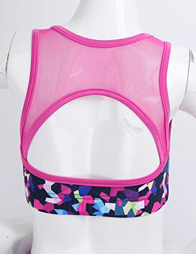 dPois Traje de Danza Niñas Infántil Ropa Baile Maillot Camiseta sin Mangas Pantalón Larga Traje de Deporte Gym Correr Disfraz de Hip Hop Jazz Niños Chicas Rosado 5-6 años