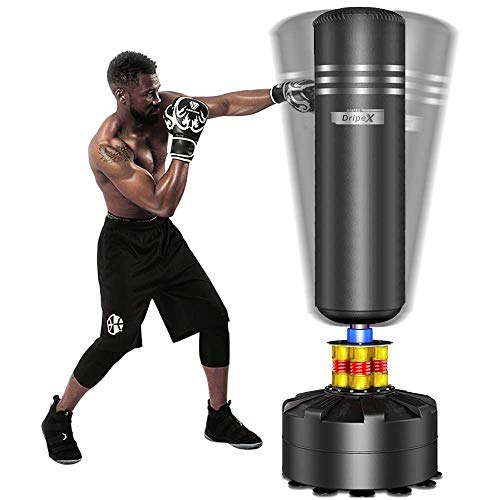 Dripex Saco de Boxeo de Pie para Adultos, Compañero de Boxeo de MMA, Entrenador de Boxeo, Resistente, con Base de Succión, Rellenable de Arena 80kg /Agua 60kg Aprox