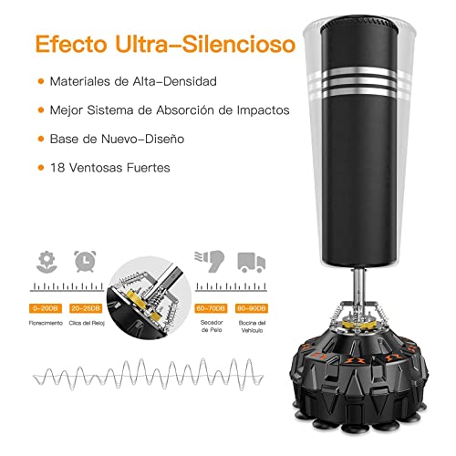 Dripex Saco de Boxeo de Pie para Adultos, Compañero de Boxeo de MMA, Entrenador de Boxeo, Resistente, con Base de Succión, Rellenable de Arena 80kg /Agua 60kg Aprox