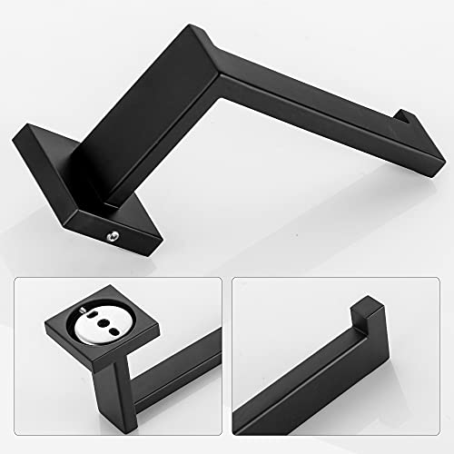 DUFU 4 Piezas Toalleros de Juego de Accesorios de Ferreteria de Baño de Pared con Toallero 40cm,Barra de Toallas,Soporte de Papel Higiénico,Gancho de Bata Acero Inoxidable Negro Mate