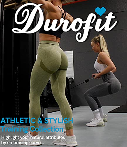 DUROFIT Mallas Push Up Mujer Leggings Deportivas Pantalones Deportivos Fitness Leggins Polainas de Yoga Training Fitness Cintura Alta Estiramiento Elásticos Verde Oliva M