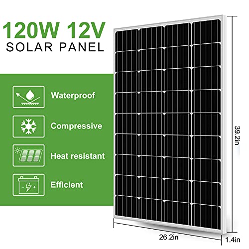 ECO-WORTHY 2kW·h/día Kit Panel Solar con Inversor y Batería 480W 24V Fuera de la Red para RV/Doméstico: 4 Paneles solares 120W + Controlador de 30A + 2 Batería de litio de 50Ah + Inversor 1500W 24V