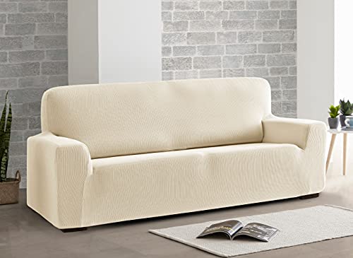 Eiffel Textile Funda Sofa Elastica Protector Adaptable Rústica Sofá, , Marfil, 2 Plazas (130-180 cm)