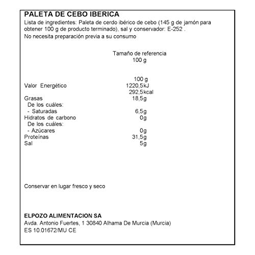 ElPozo Paleta Ibérica De Cebo, Deshuesada, 2300 Gramo