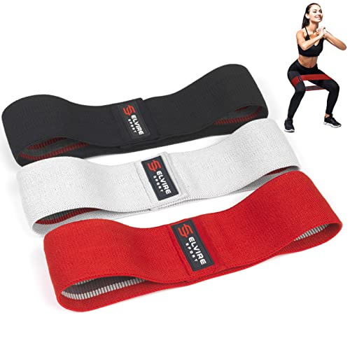 ELVIRE SPORT Bandas Elasticas Musculacion Mujer y Hombre (Set de 3) | Cintas Elasticas Fitness de Tela | Ligas para Ejercicios Gomas Yoga, Pilates, Crossfit, Sentadillas, Fisioterapia