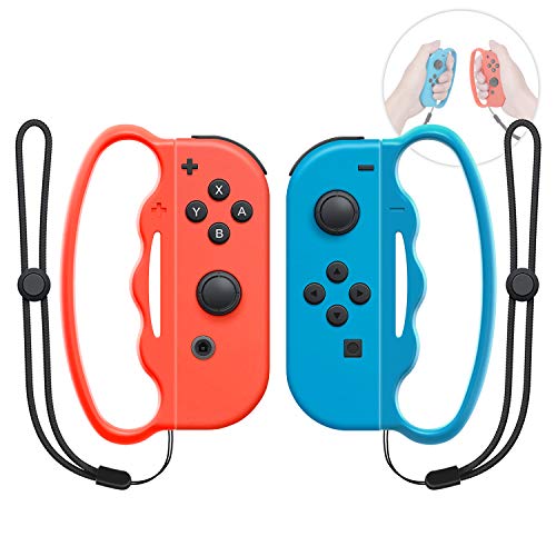 Empuñadura de boxeo para Nintendo Switch Joy-Con, juego de boxeo, ajuste con cierre de asa para adultos y niños, 2 paquetes (rojo y azul)