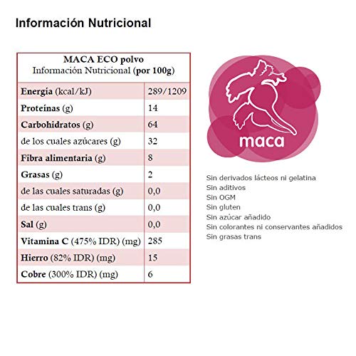 Energy Feelings Maca Andina En Polvo Ecológica Peruana | Maca Mixta: Roja, Negra Y Amarilla | Nutrición Deportiva | Vegana | Sin Gluten, color Beige, 1 Kg