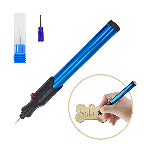 Engraver Pen - Lápiz de grabado eléctrico, herramienta permanente, mini multifunción, herramienta para manualidades, joyas, metal, cristal, sin cables, con punta de diamante, color azul