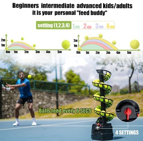 Entrenador De Tenis (4 lb),Máquina portátil de tenis ,Tenis Trainer Set,para el auto-juego para principiantes/niños/entrenadores/cancha casera para todos los niveles y edades|CA y alimentado con pilas