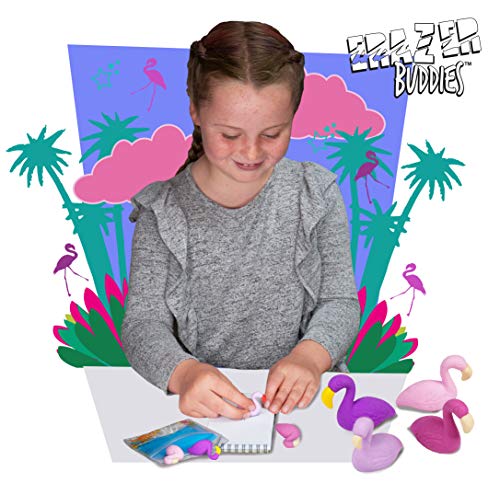 Erazer Buddies - Flamenco de Deluxebase. Gomas de borrar con forma de flamenco para niñas y niños. Colorido set de borradores de lápiz, ideal para útiles escolares y artículos de oficina