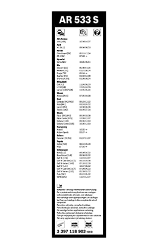 Escobilla limpiaparabrisas Bosch Aerotwin AR533S, Longitud: 530mm/475mm – 1 juego para el parabrisas (frontal)