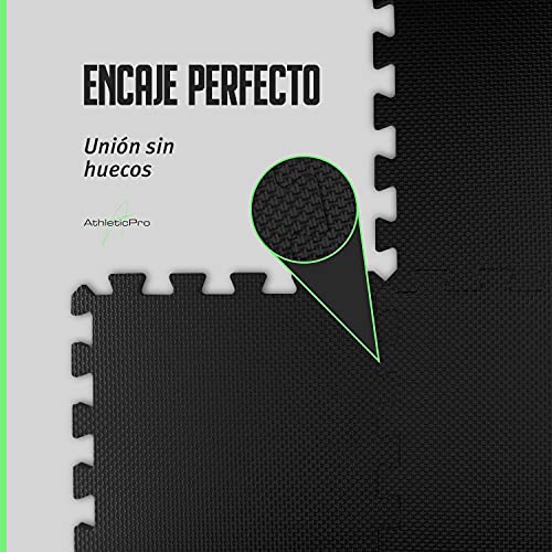 Estera protectora de suelo para fitness AthleticPro [31 x 31 cm] - 18 esteras extragruesas [20 % más de protección] - Esteras protectoras antideslizantes para salas y máquinas de fitness