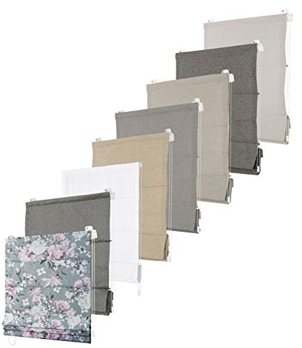 Estor plegable, color gris, arena, antracita, blanco, chocolate, flores, marrón, 12 tamaños, 8 colores (blanco, 70 x 175 cm)