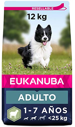 Eukanuba Alimento seco para perros adultos de razas pequeñas y medianas, rico en cordero y arroz, 12 kg