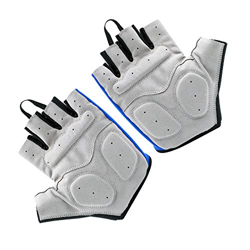 EULANT Medio Dedo Guantes de Bicicleta, Guantes Cortos Bici Verano, Ligero Guantes Deportivos Mujer y Hombre para Ciclismo Corriendo Musculacion Gimnasio,Azul,L