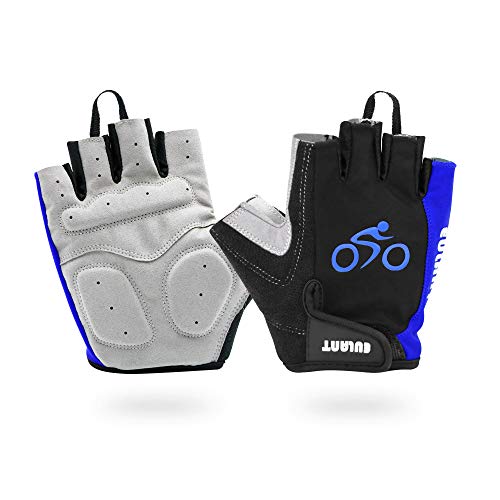 EULANT Medio Dedo Guantes de Bicicleta, Guantes Cortos Bici Verano, Ligero Guantes Deportivos Mujer y Hombre para Ciclismo Corriendo Musculacion Gimnasio,Azul,L