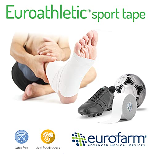 Euroathletic Sport Tape (cm 3,8 x m 10) Cinta para Sujeción Rígida, Vendaje Funcional y Deportivo, 100% Viscosa con Adhesivo Hipoalergénico de Oxido de Zinc