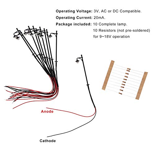 Evemodel LYM21 10 piezas modelismo ferroviario Farrolas Luces de la calle Escala N TT LEDs Nuevos