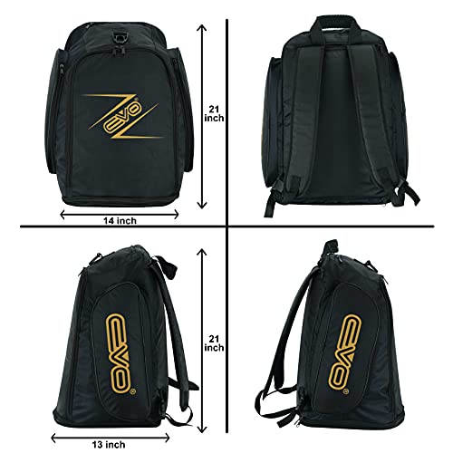 EVO Fitness Mochila deportiva con compartimento para zapatos de malla húmeda, bolsa de viaje para hombres y mujeres, MMA Boxeo, Ejercicios de Boxeo con correa para el hombro, Black, Talla única,