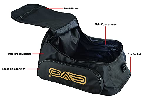 EVO Fitness Mochila deportiva con compartimento para zapatos de malla húmeda, bolsa de viaje para hombres y mujeres, MMA Boxeo, Ejercicios de Boxeo con correa para el hombro, Black, Talla única,